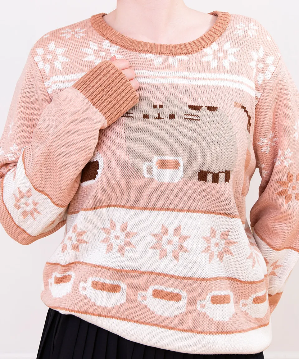 pusheen_coffee_break_unisex_knit_sweater_2.webp Shop Coffee Break Unisex Knit Sweater Guys & Unisex | Hoodies & Sweaters