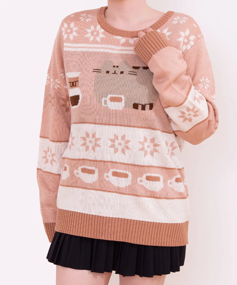 pusheen_coffee_break_unisex_knit_sweater_5.webp Shop Coffee Break Unisex Knit Sweater Guys & Unisex | Hoodies & Sweaters