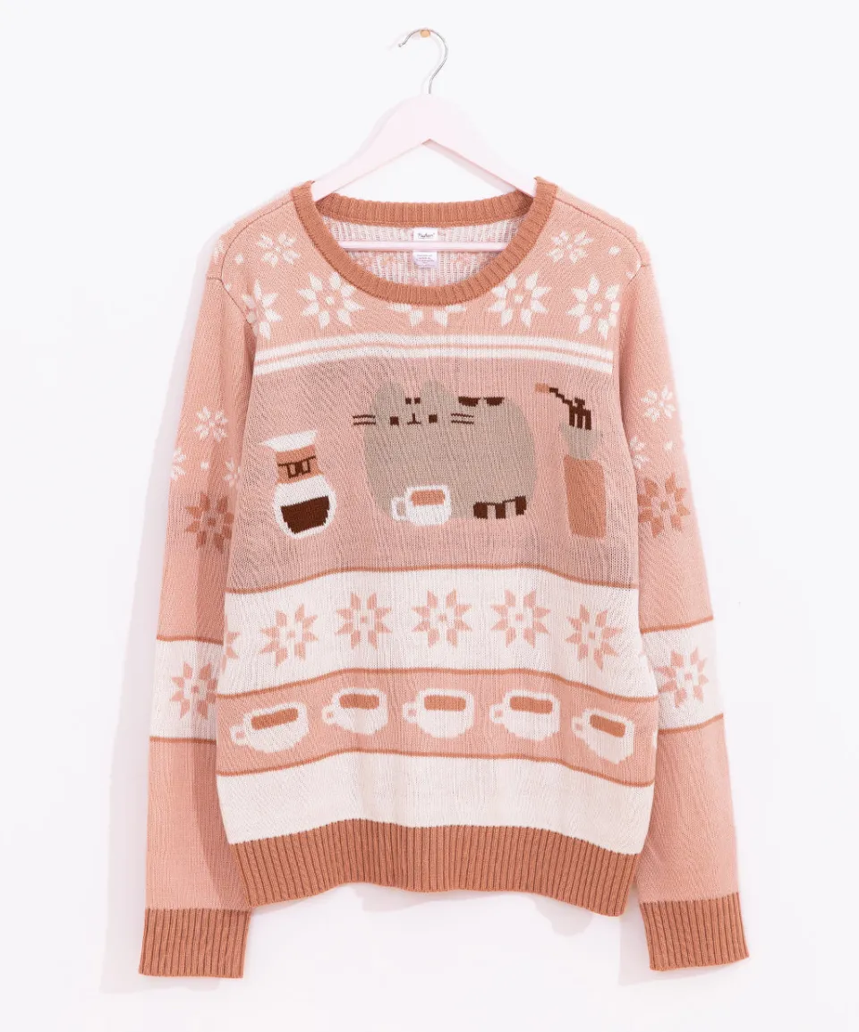 pusheen_coffee_break_unisex_knit_sweater_6.webp Shop Coffee Break Unisex Knit Sweater Guys & Unisex | Hoodies & Sweaters