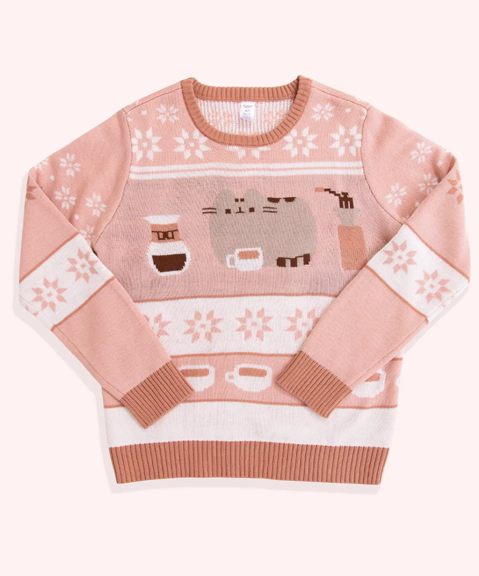 pusheen_coffee_break_unisex_knit_sweater_7.webp Shop Coffee Break Unisex Knit Sweater Guys & Unisex | Hoodies & Sweaters